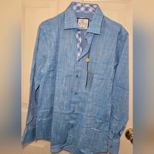 Suslo Couture Blue Button-Up Shirt Size L NWT